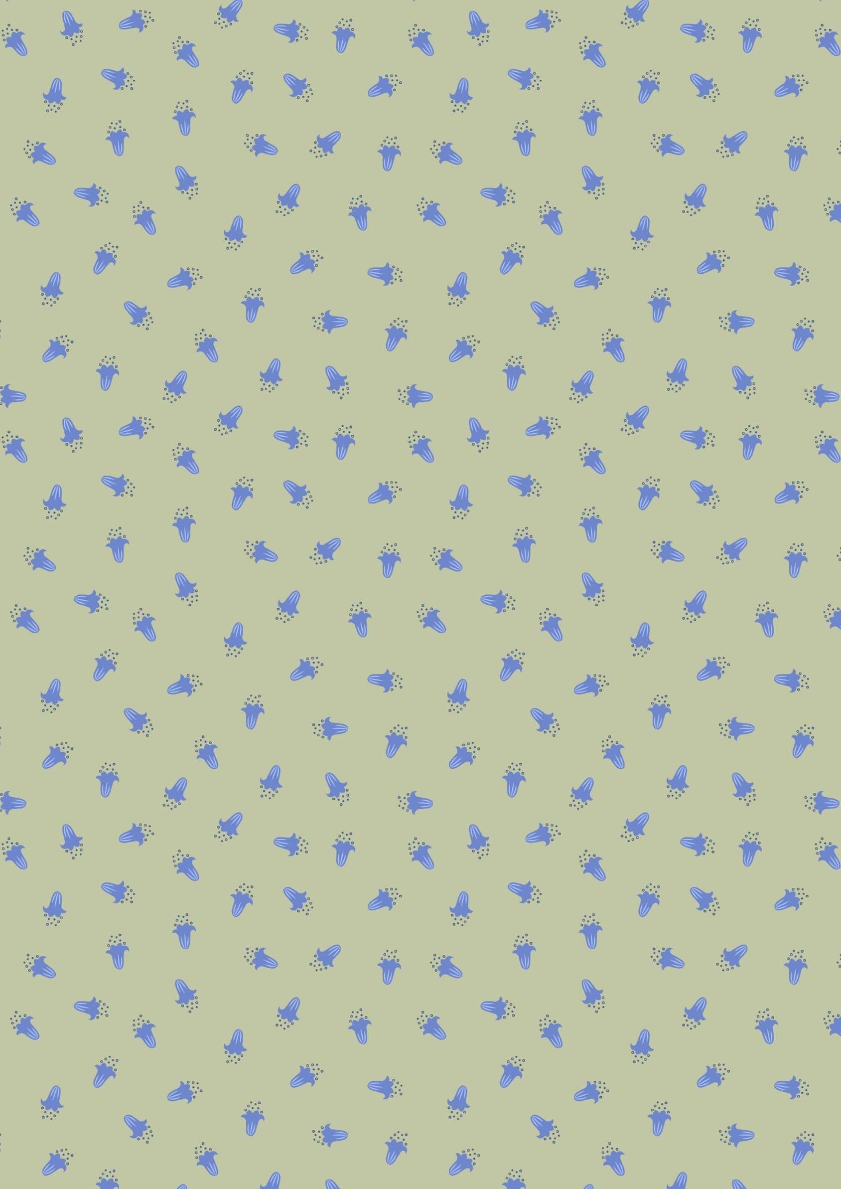 Fabric Bluebells floral on blue cotton fabric - 'Bluebell Wood' Lewis & Irene