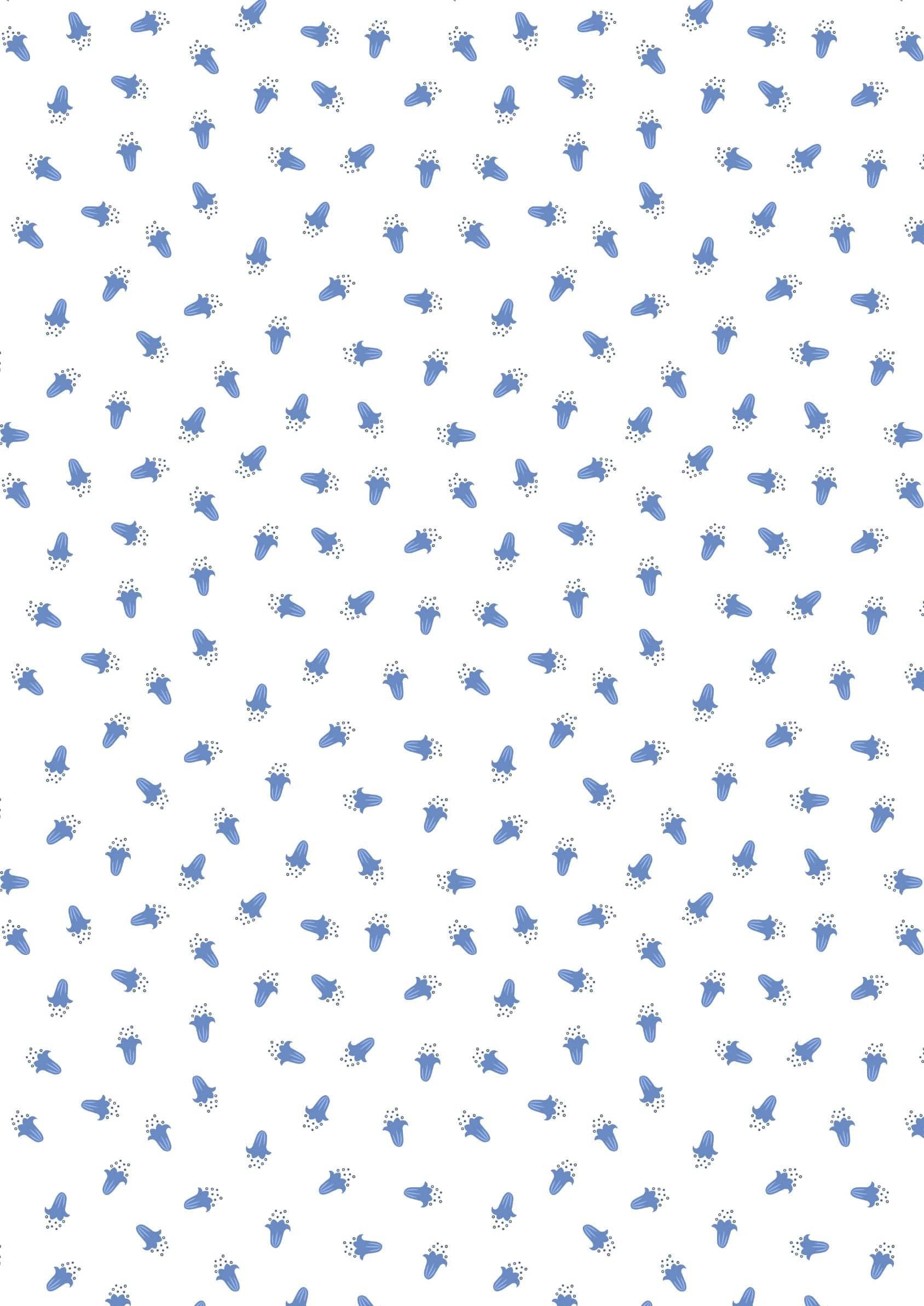 Fabric Bluebells floral on green cotton fabric - 'Bluebell Wood' Lewis & Irene