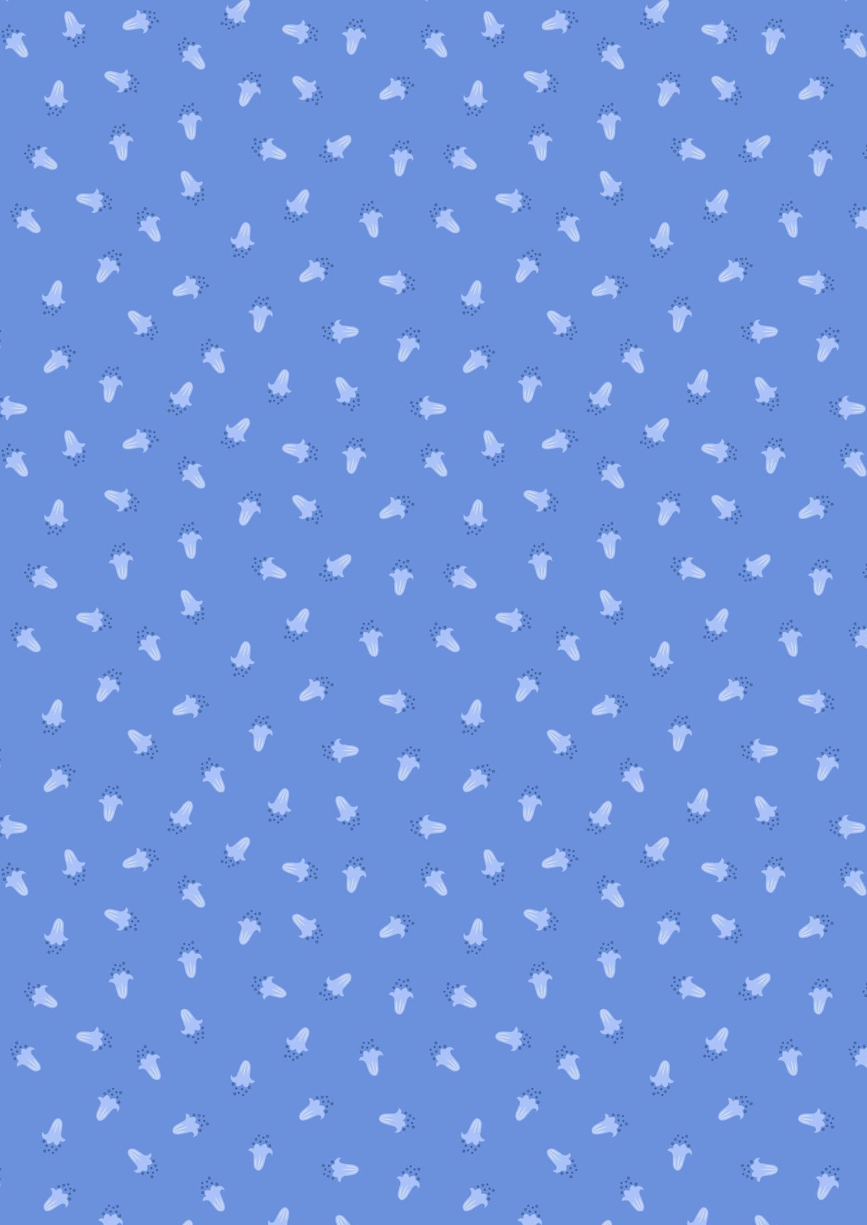 Fabric Bluebells floral on green cotton fabric - 'Bluebell Wood' Lewis & Irene
