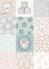 Fabric Bunny and Bear patches Yellow Teal 100% cotton fabric - Bella Bunny & Bear by Lewis & Irene