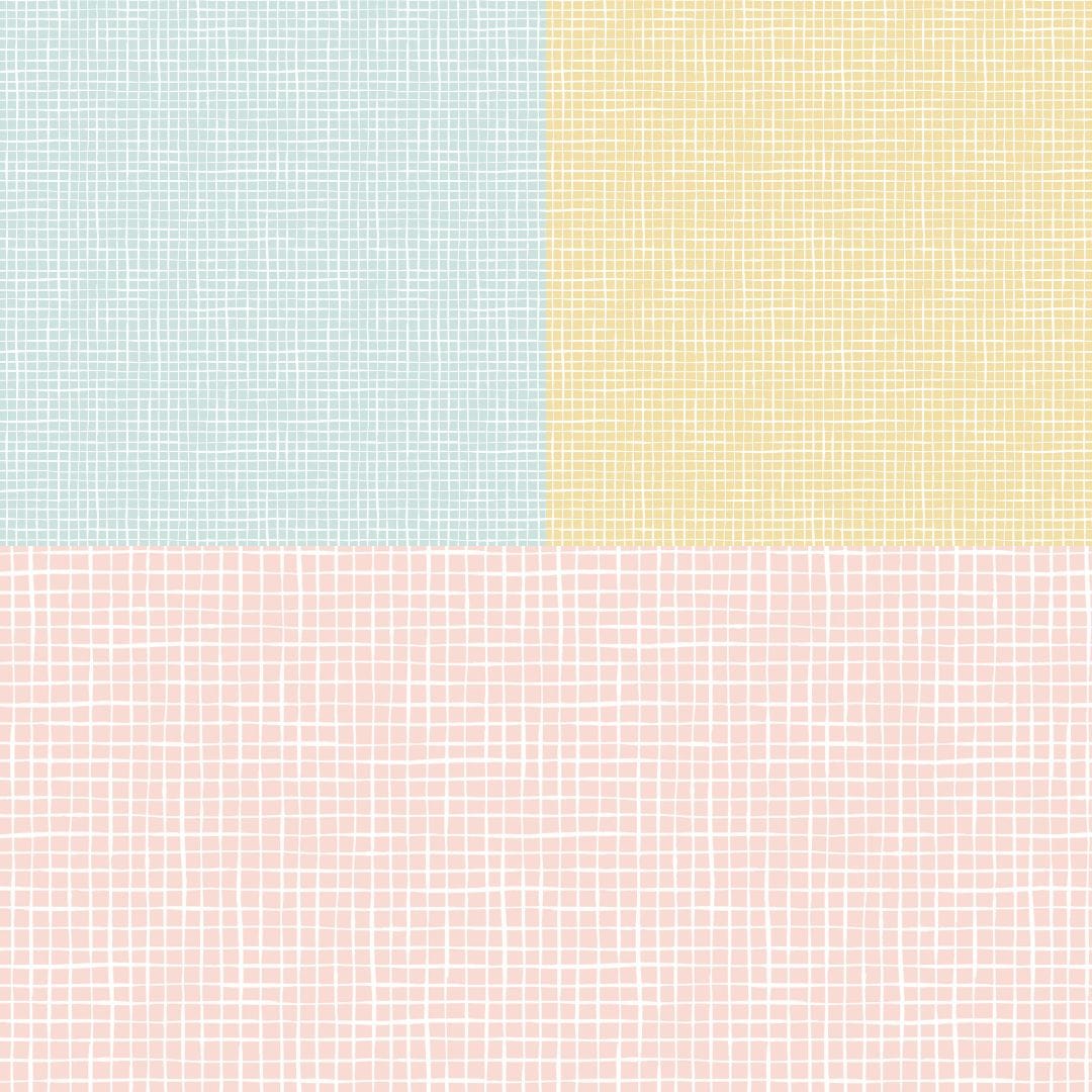 Fabric Bunny and Bear patches Yellow Teal 100% cotton fabric - Bella Bunny & Bear by Lewis & Irene