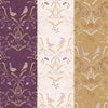 Fabric Butterflies and grassfield on purple cotton fabric - Meadowside by Lewis & Irene