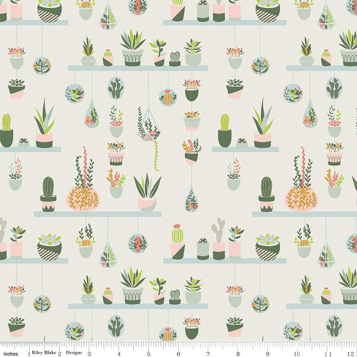 Fabric Cactus desert sunrise on pink cotton fabric - Arid Oasis - Riley Blake