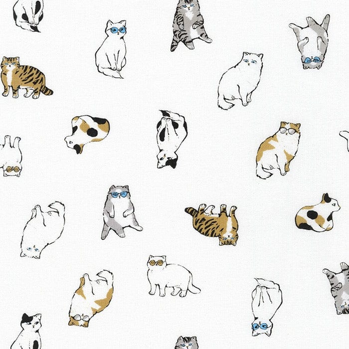 Fabric Cats on pink cotton fabric - 'Whiskers & Tails' Sevenberry