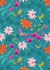 Daisies on coral fabric - 'Hibiscus Hummingbird' Lewis & Irene