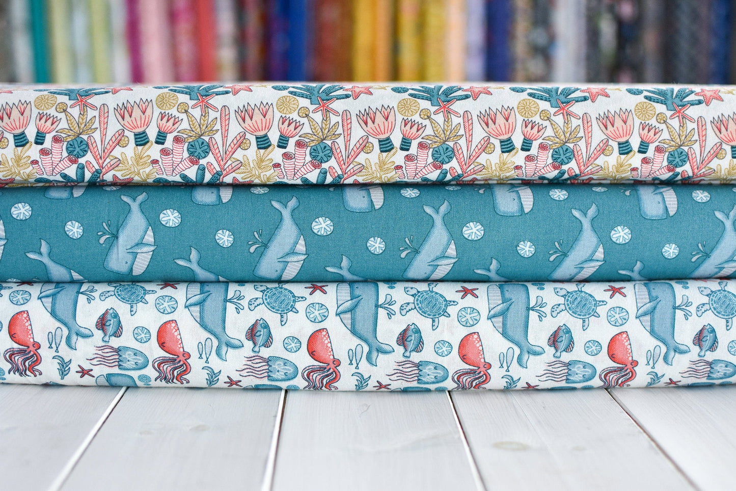 Fabric Coral reef cotton fabric by CraftCottonCo