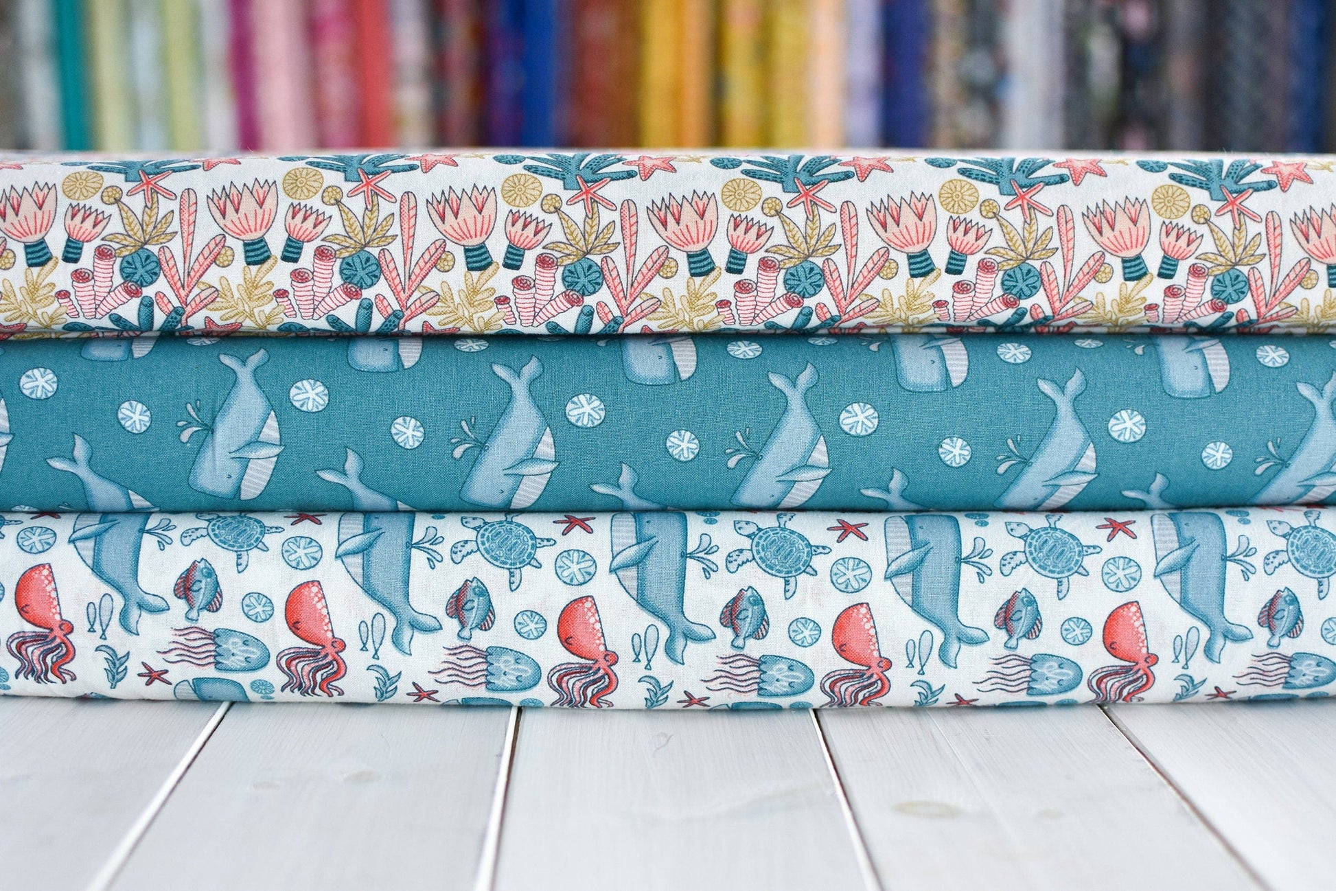 Fabric Coral reef cotton fabric by CraftCottonCo