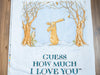 Fabric Cot nursery baby fabric panel 'Guess How much I love you' hare on white cotton  - Clothworks