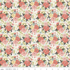 Fabric Cream and coral floral cotton fabric - 'Joy in the Journey' Riley Blake