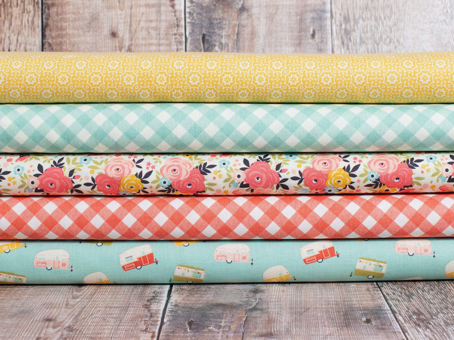 Fabric Cream and coral floral cotton fabric - 'Joy in the Journey' Riley Blake