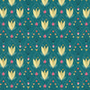 Fabric Cream Tulips on teal cotton fabric  - 'Tree Of Life' Dashwood Studio