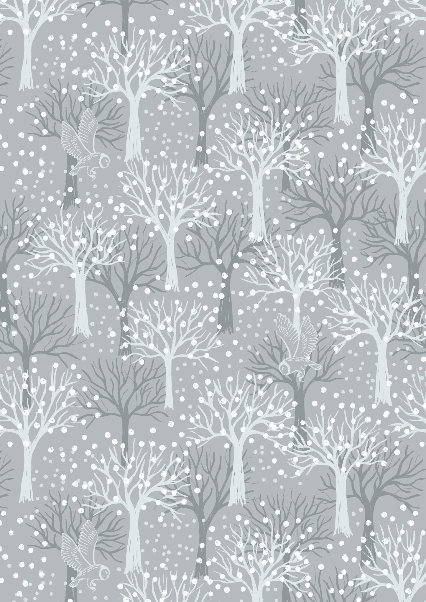Fabric (custom order) Rabbits on midnight blue cotton - The Secret Winter Garden - Lewis & Irene
