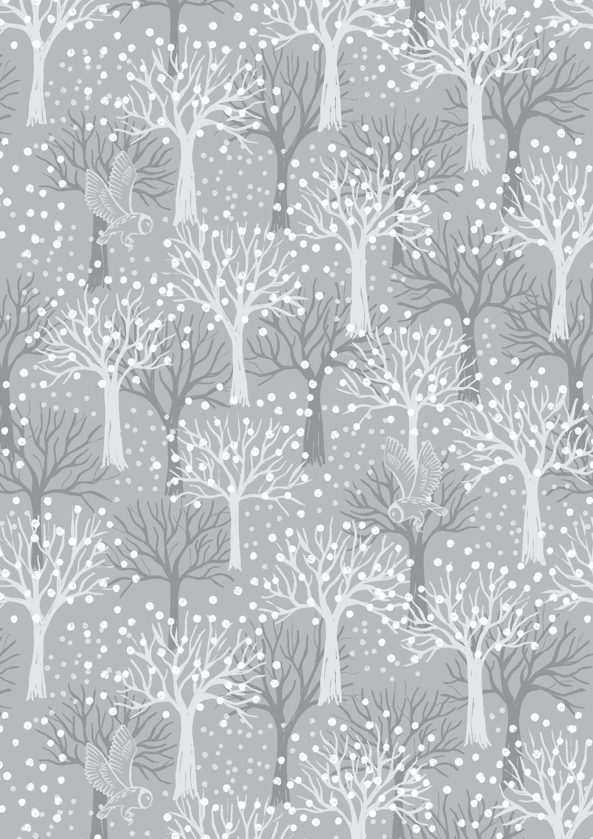 Fabric (custom order) Rabbits on midnight blue cotton - The Secret Winter Garden - Lewis & Irene