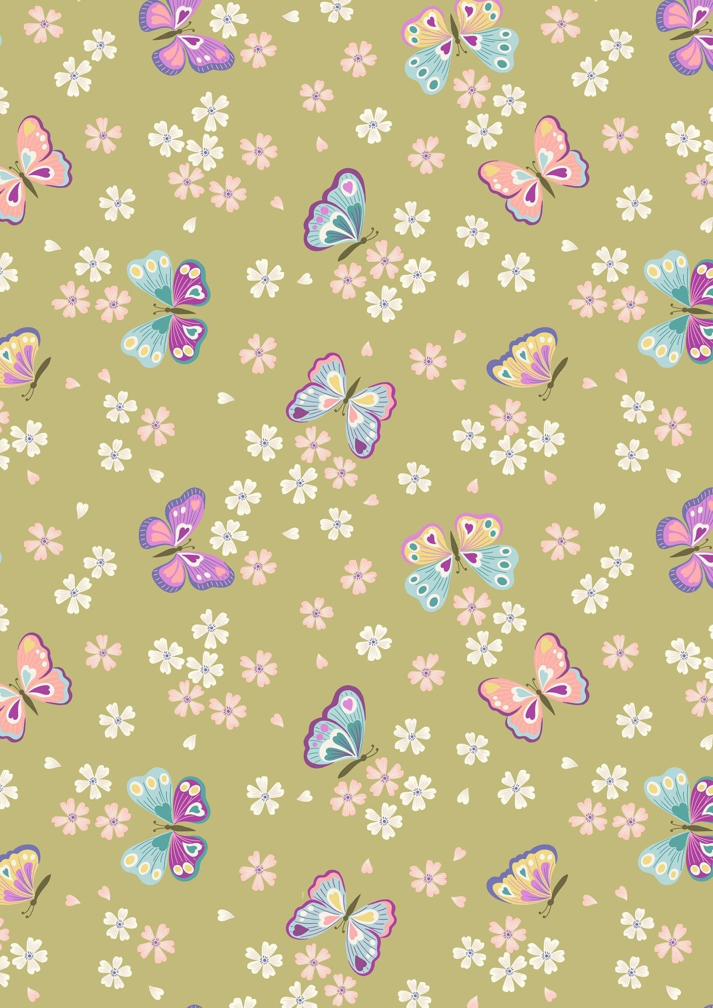 Fabric Dahlia's hearts on pale pink cotton fabric - Love Blooms by Lewis & Irene