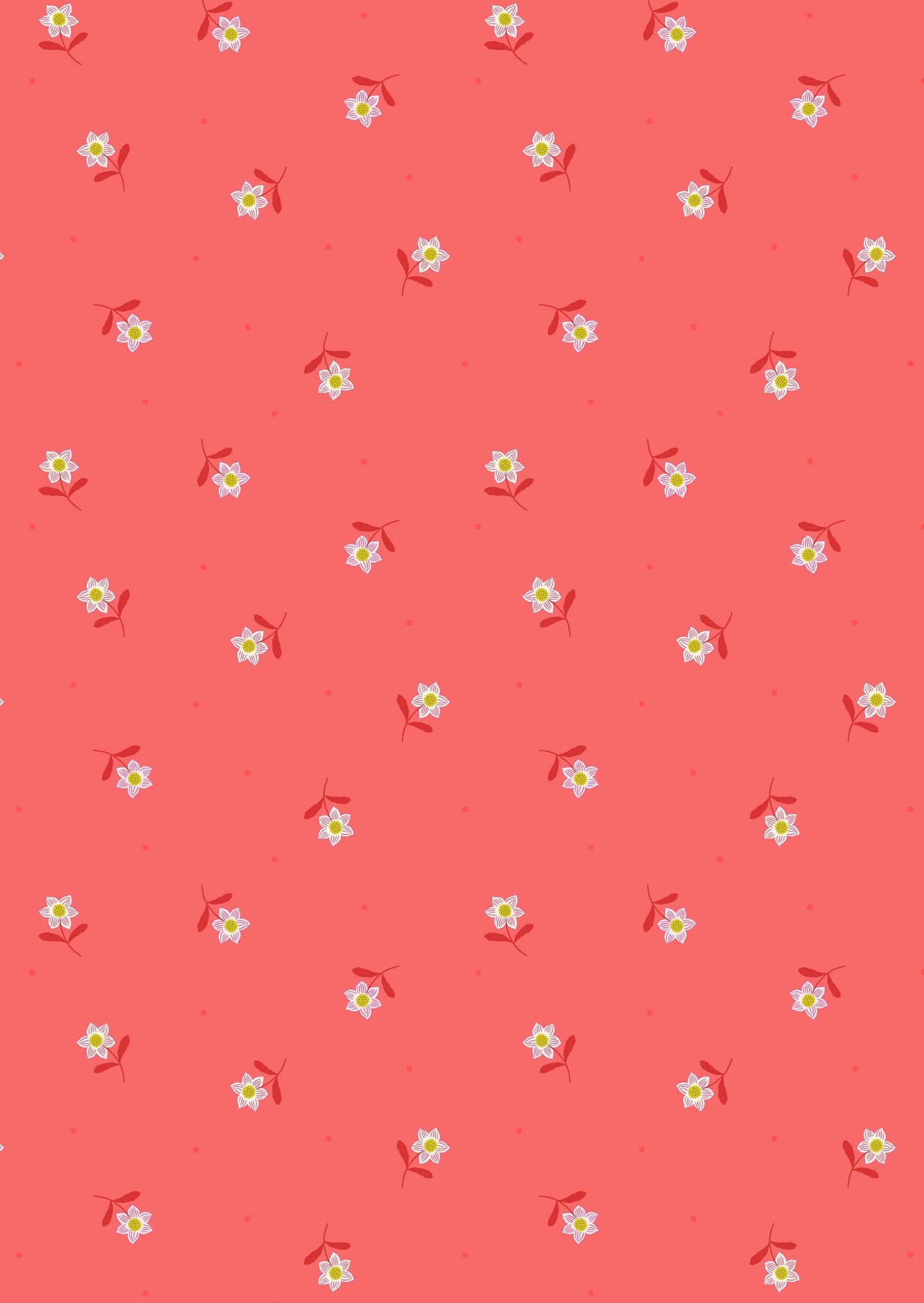 Fabric Daises on a cream cotton fabric 'Hibiscus Hummingbird'