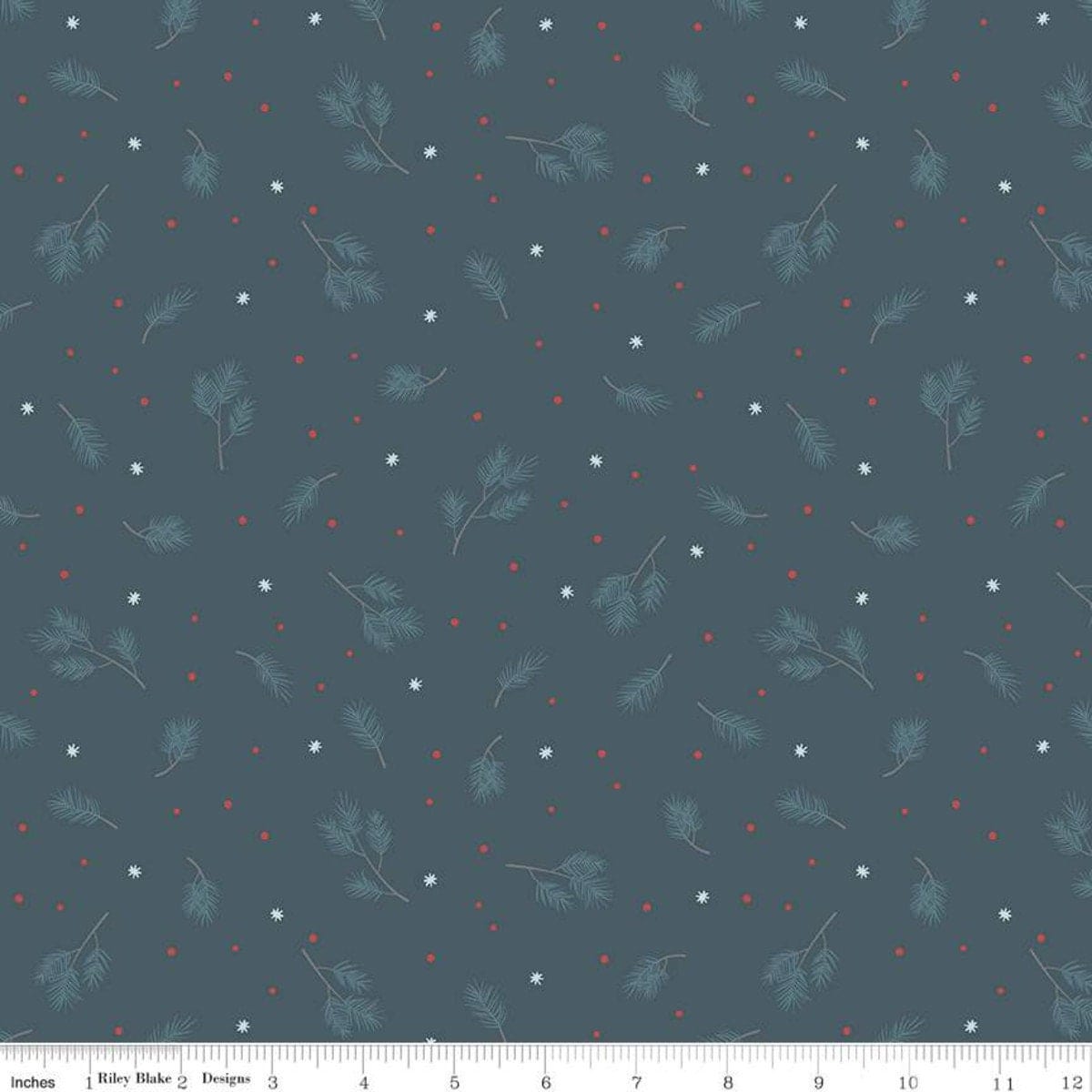 Fabric Dark midnight blue spruce 100% cotton fabric - Winterland by Riley Blake