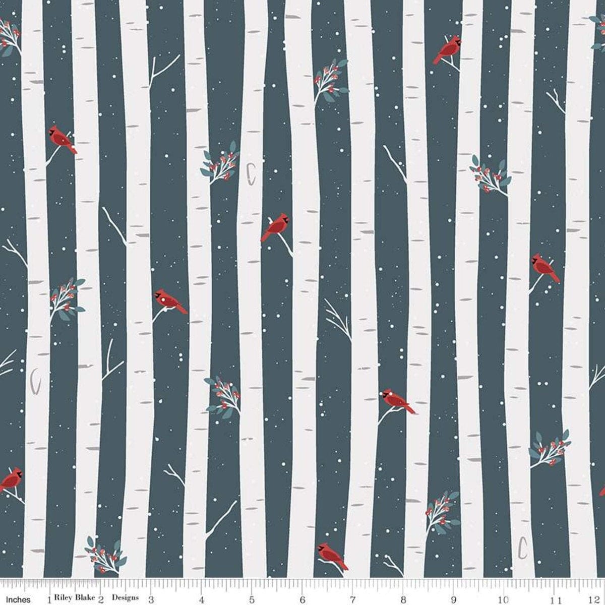 Fabric Dark midnight blue spruce 100% cotton fabric - Winterland by Riley Blake