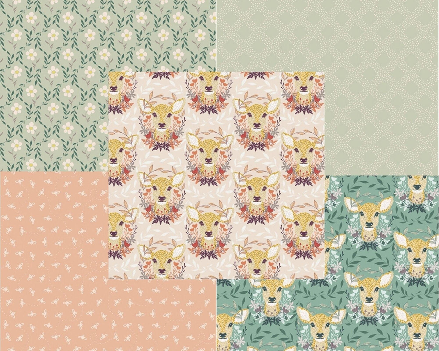 Fabric Deers on Light Green fabric quilting cotton fabric - Harmony by Riley Blake