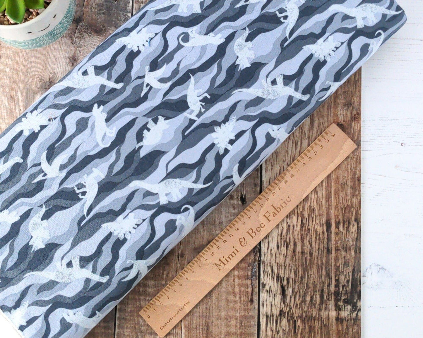 Fabric Dinosaurs Jurassic on grey quilting cotton fabric - A305.3 Lewis & Irene