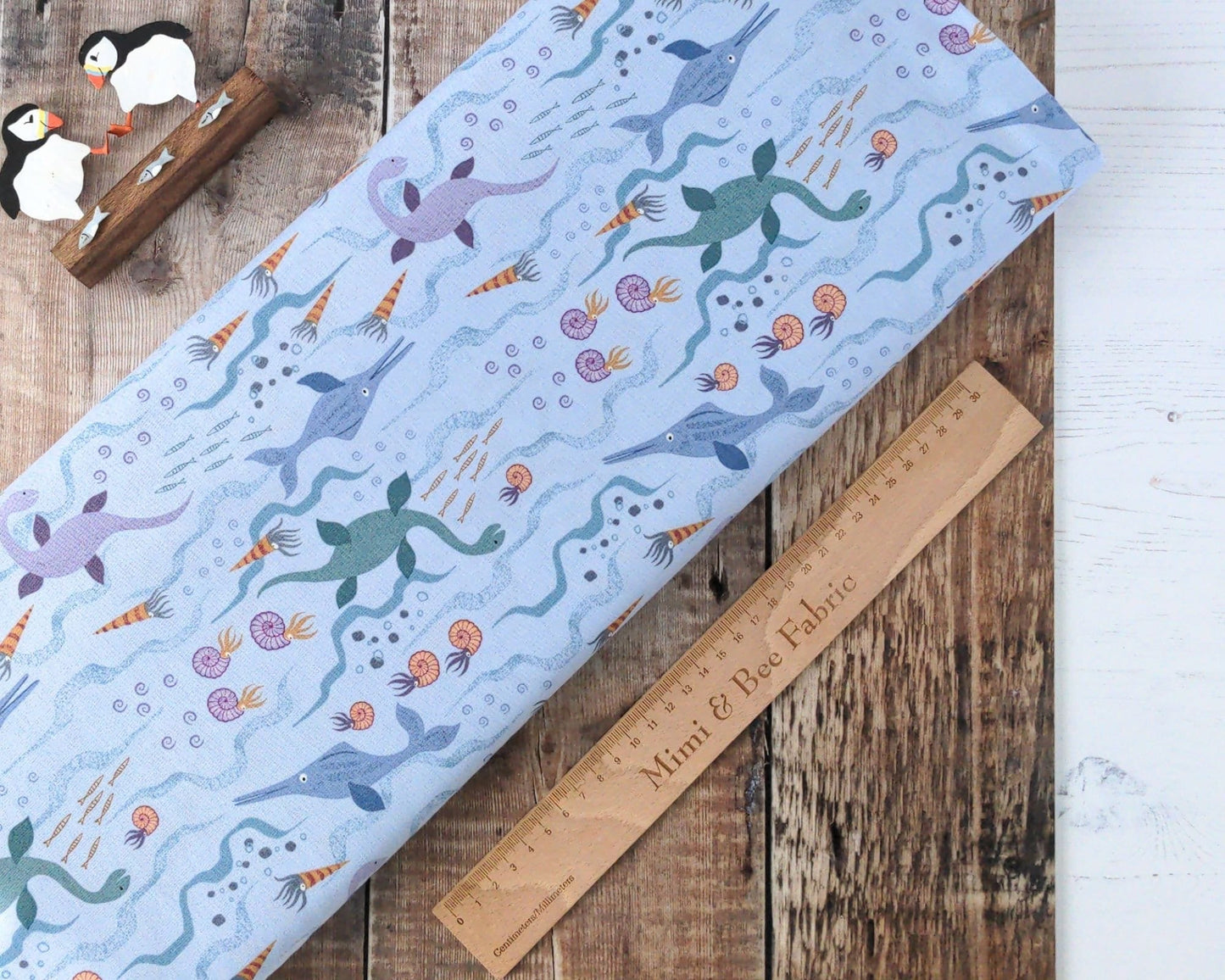 Fabric Dinosaurs Jurassic on grey quilting cotton fabric - A305.3 Lewis & Irene
