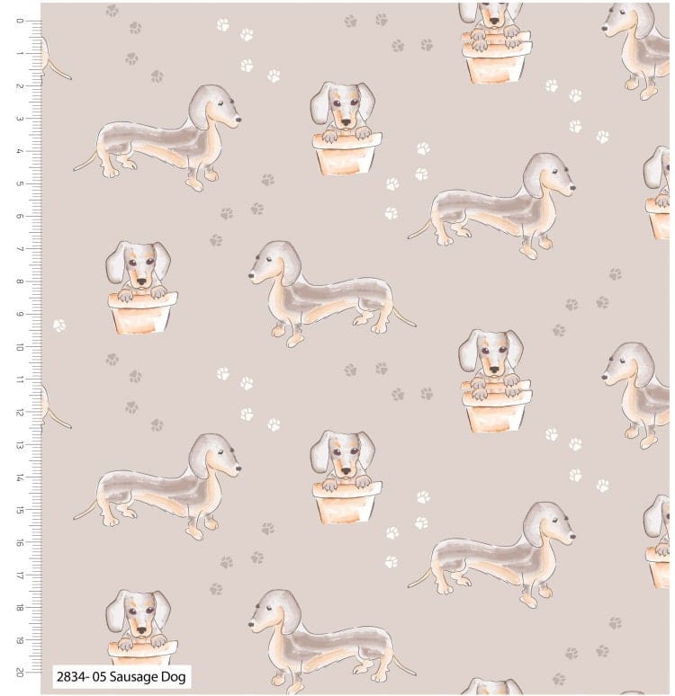 Fabric Dogs Playing on cool blue 100% cotton fabric - CraftCottonCo.