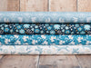 Fabric Doves on Bright Blue Gold elements scandi cotton fabric 'Starlit Hollow' - Dashwood Studio