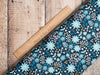 Fabric Doves on Bright Blue Gold elements scandi cotton fabric 'Starlit Hollow' - Dashwood Studio