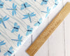 Fabric Dragonflies and butterflies on white cotton - British Waterways - Craft Cotton Co