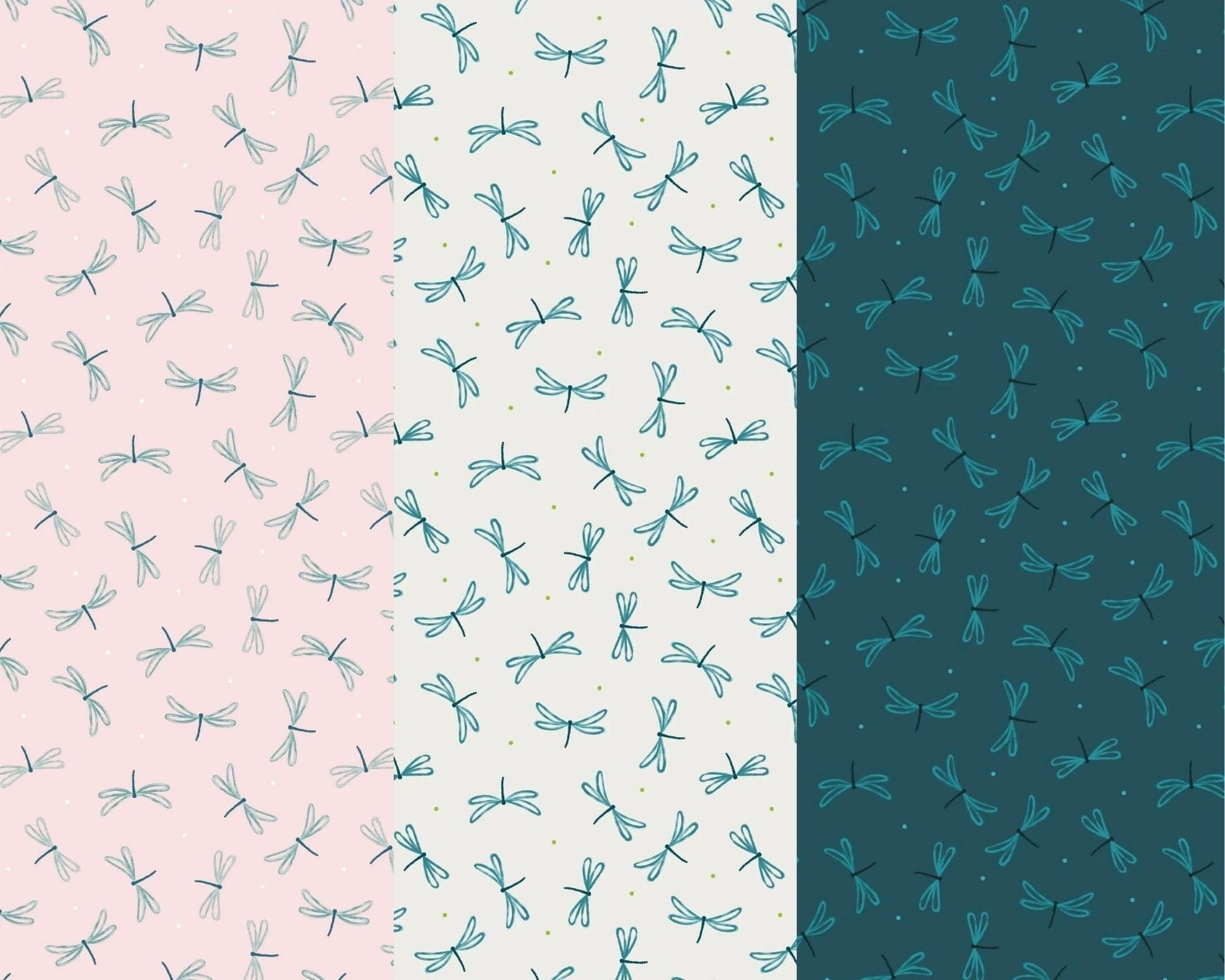 Fabric Dragonflies on pink fabric - On the Lake - Lewis & Irene
