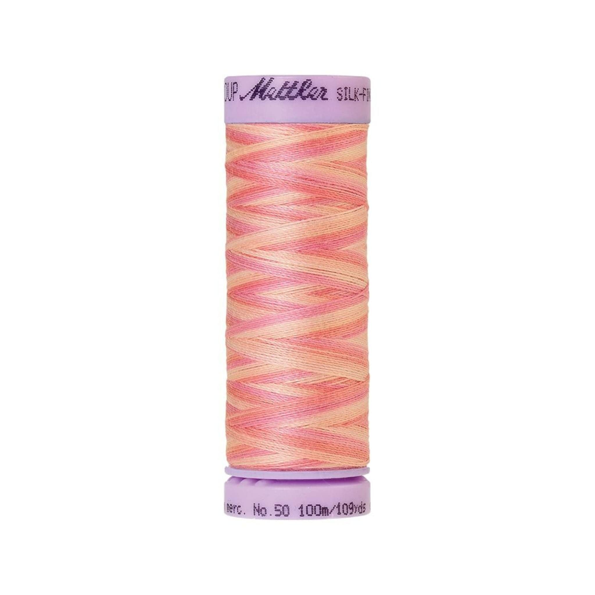 Thread & Floss Dusty Rose Silk Thread Finish Multi Colour Cot 50 100m - 9847 Mettler