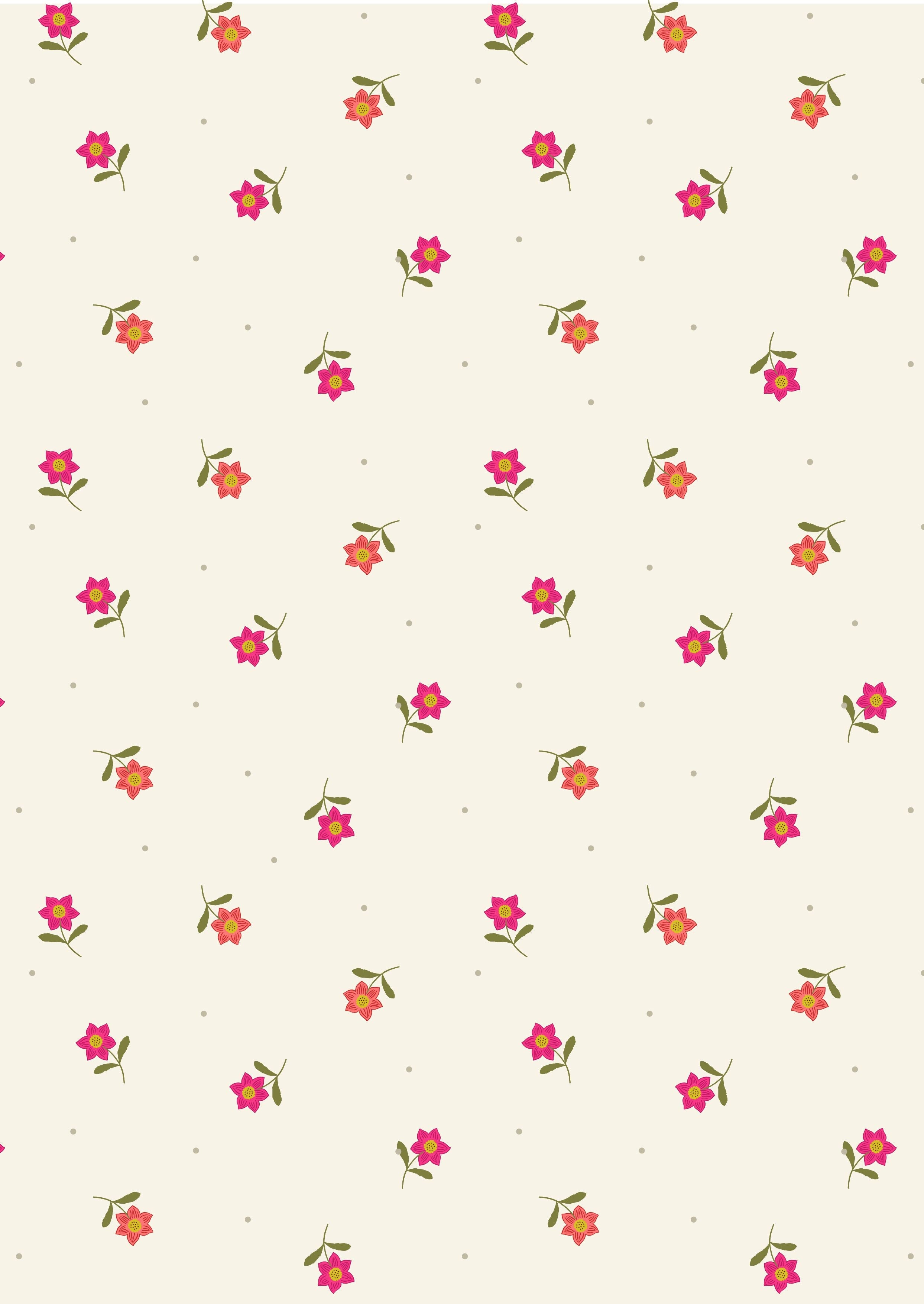 Daisies on coral fabric - 'Hibiscus Hummingbird' Lewis & Irene