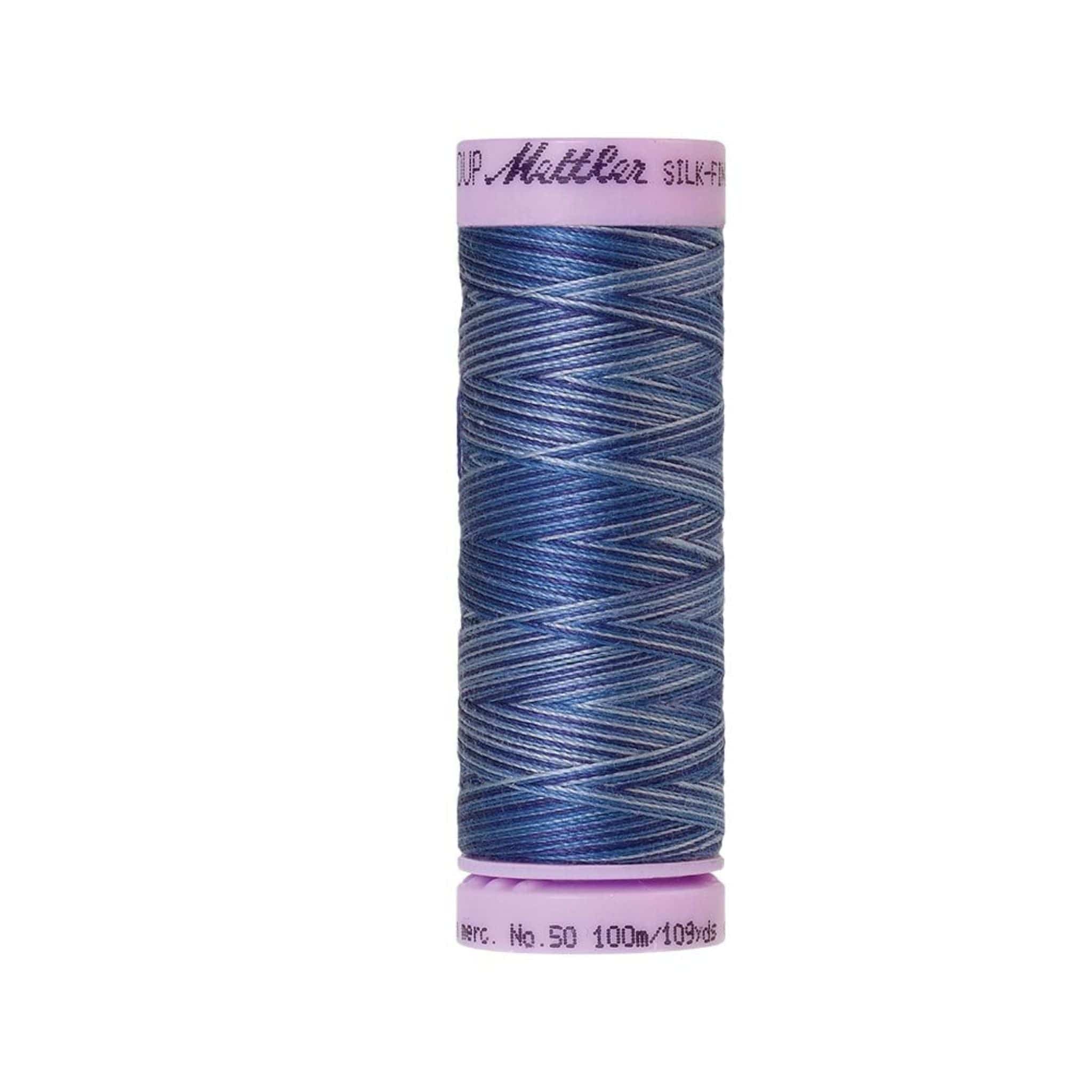 Thread & Floss Evening Blue Silk Thread Finish Multi Colour Cot 50 100m - 9812 Mettler