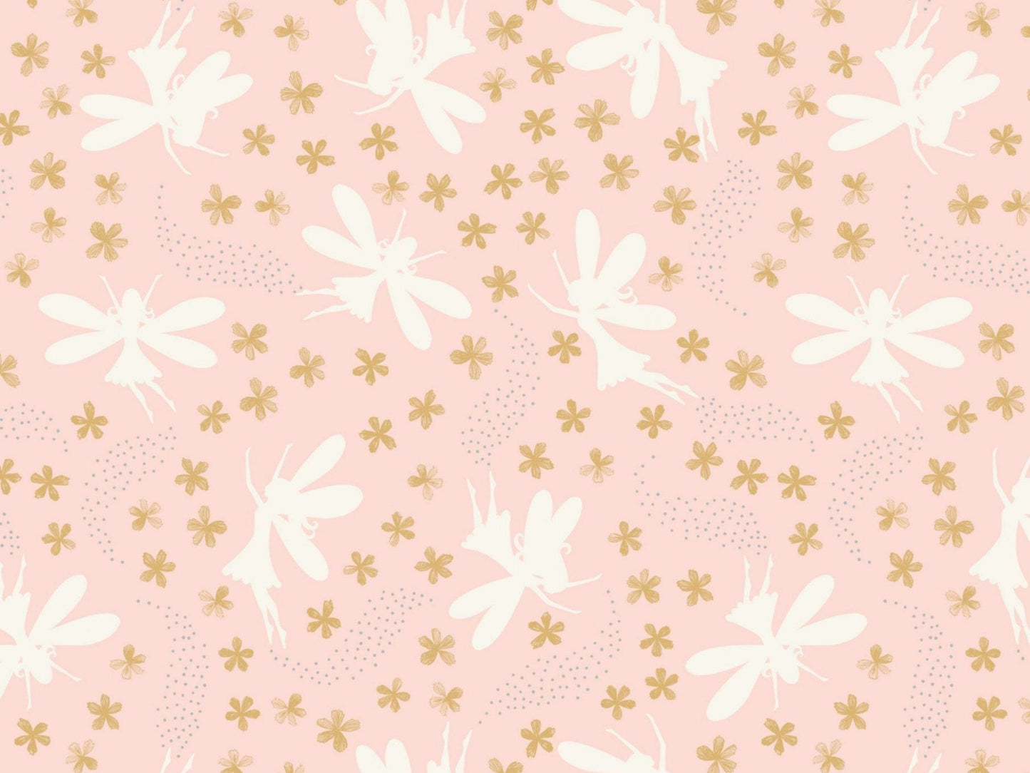 Fabric Fairies on pink cotton fabric - Fairy Clocks by Lewis & Irene