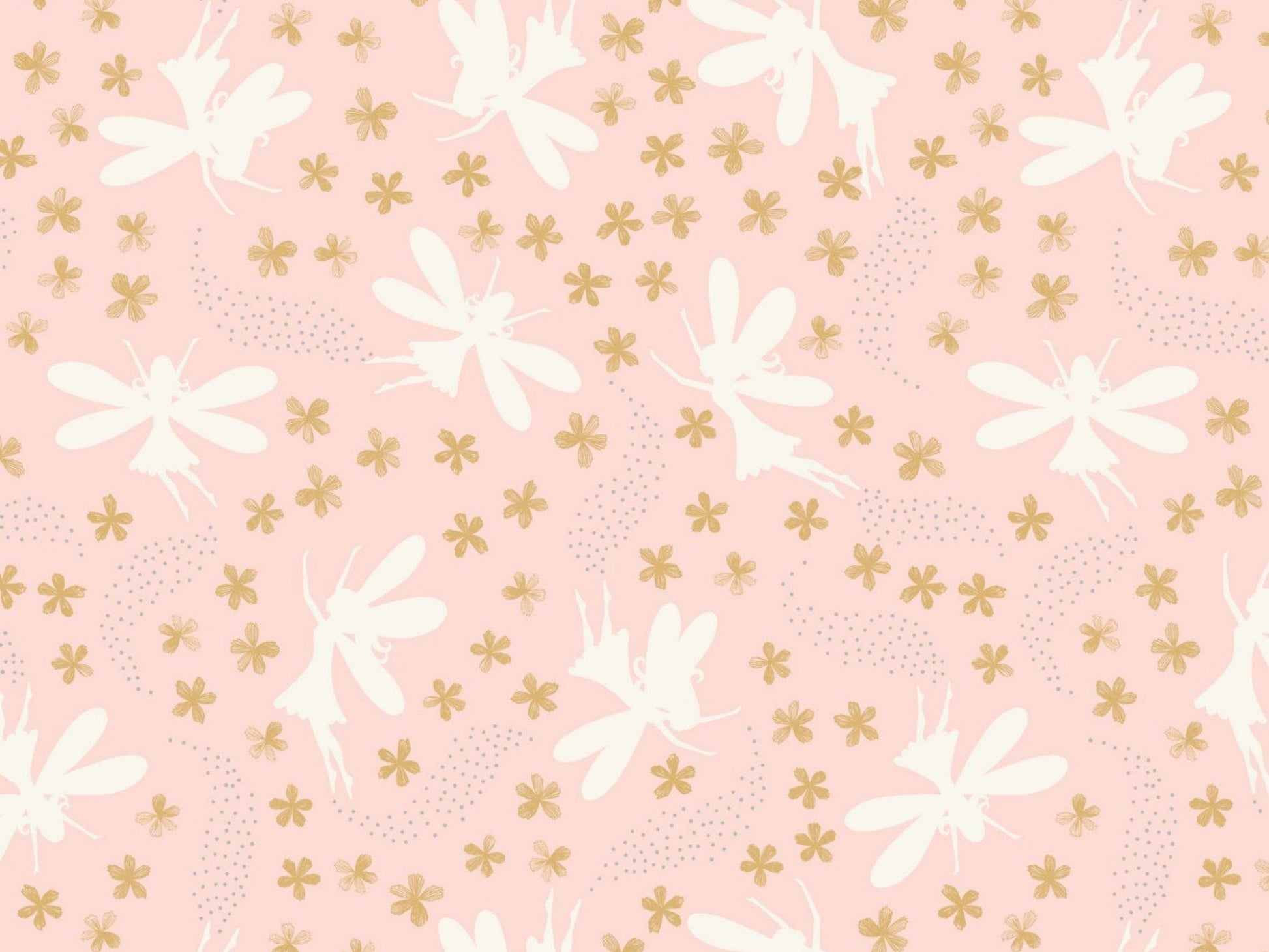 Fabric Fairies on pink cotton fabric - Fairy Clocks by Lewis & Irene