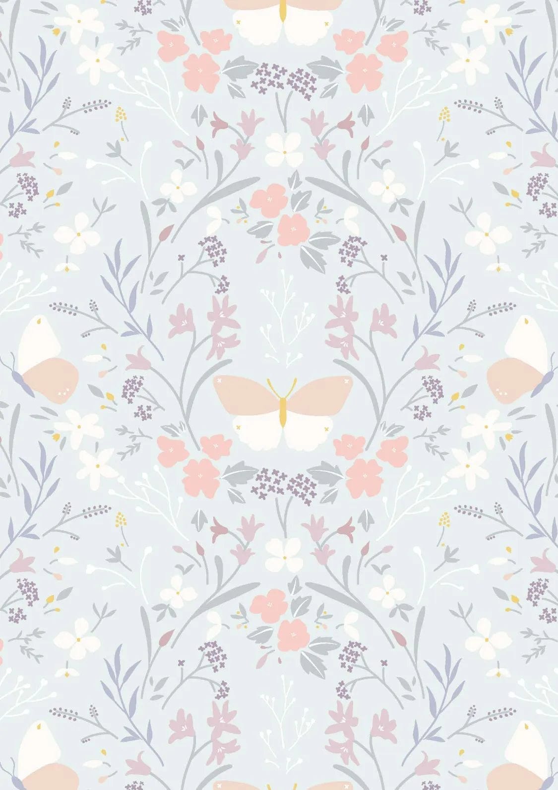 Fabric Floral Butterflies on duck egg blue cotton fabric - Lewis & Irene