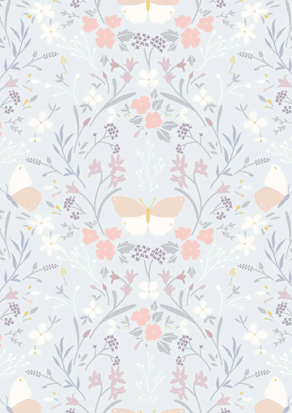 Fabric Floral Butterflies on duck egg blue cotton fabric - Lewis & Irene