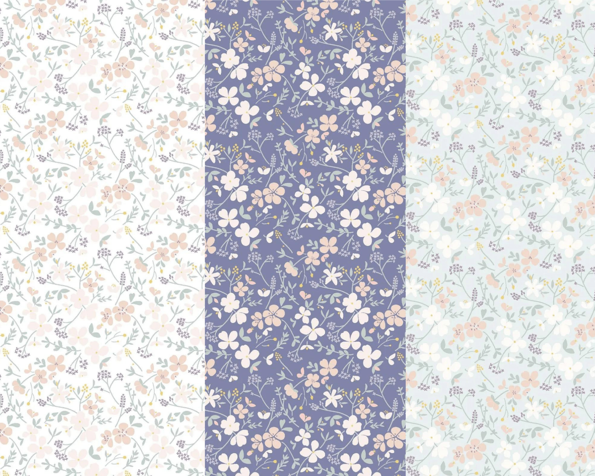 Fabric Floral Butterflies on duck egg blue cotton fabric - Lewis & Irene