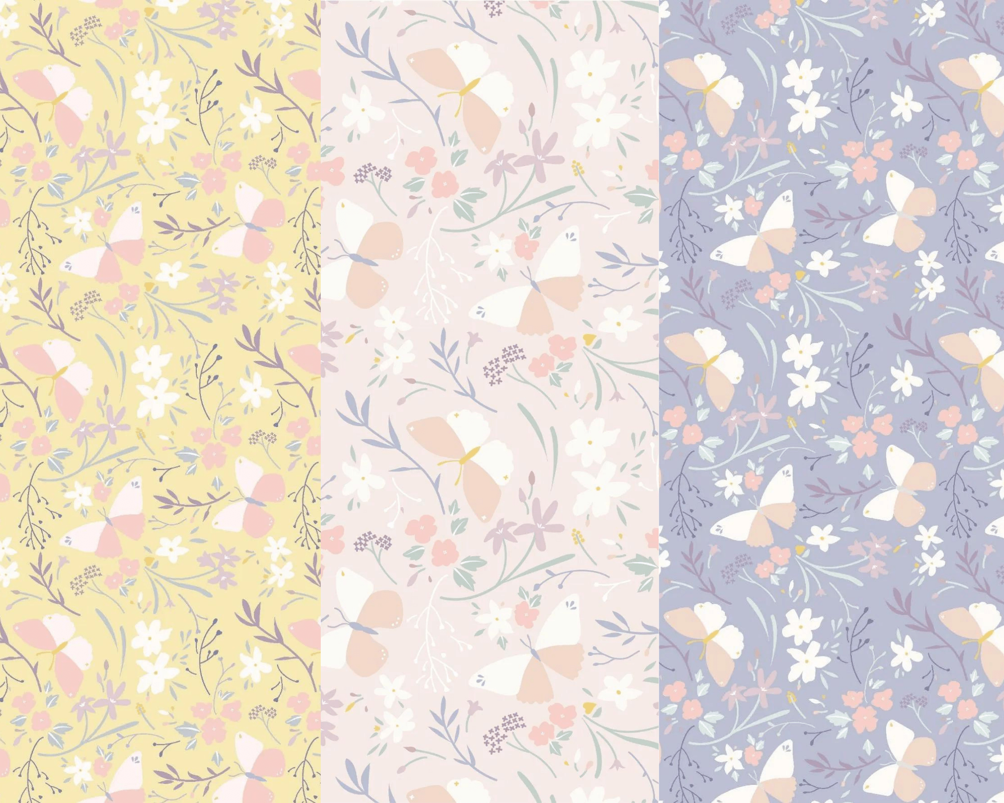 Fabric Floral Butterflies on duck egg blue cotton fabric - Lewis & Irene