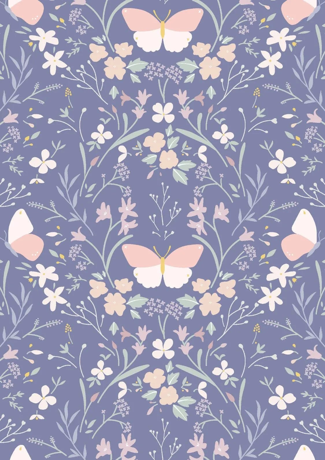 Fabric Floral Butterflies on purple cotton fabric - Lewis & Irene