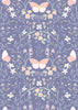 Fabric Floral Butterflies on purple cotton fabric - Lewis & Irene