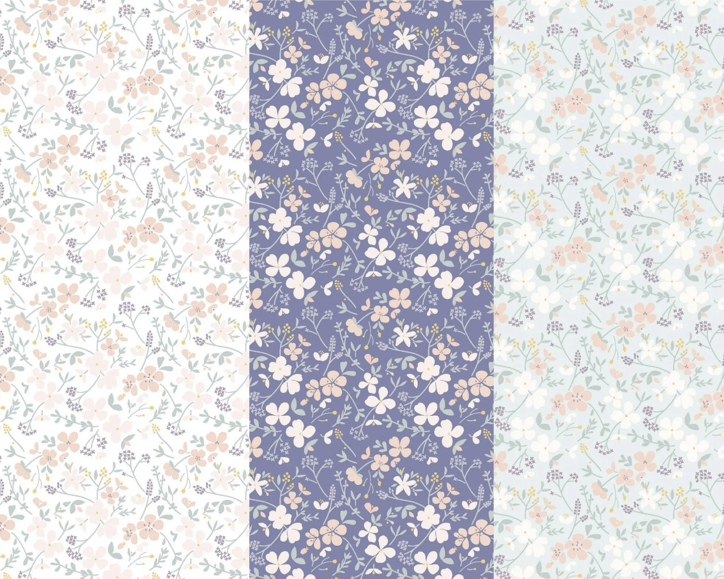Fabric Floral Butterflies on purple cotton fabric - Lewis & Irene