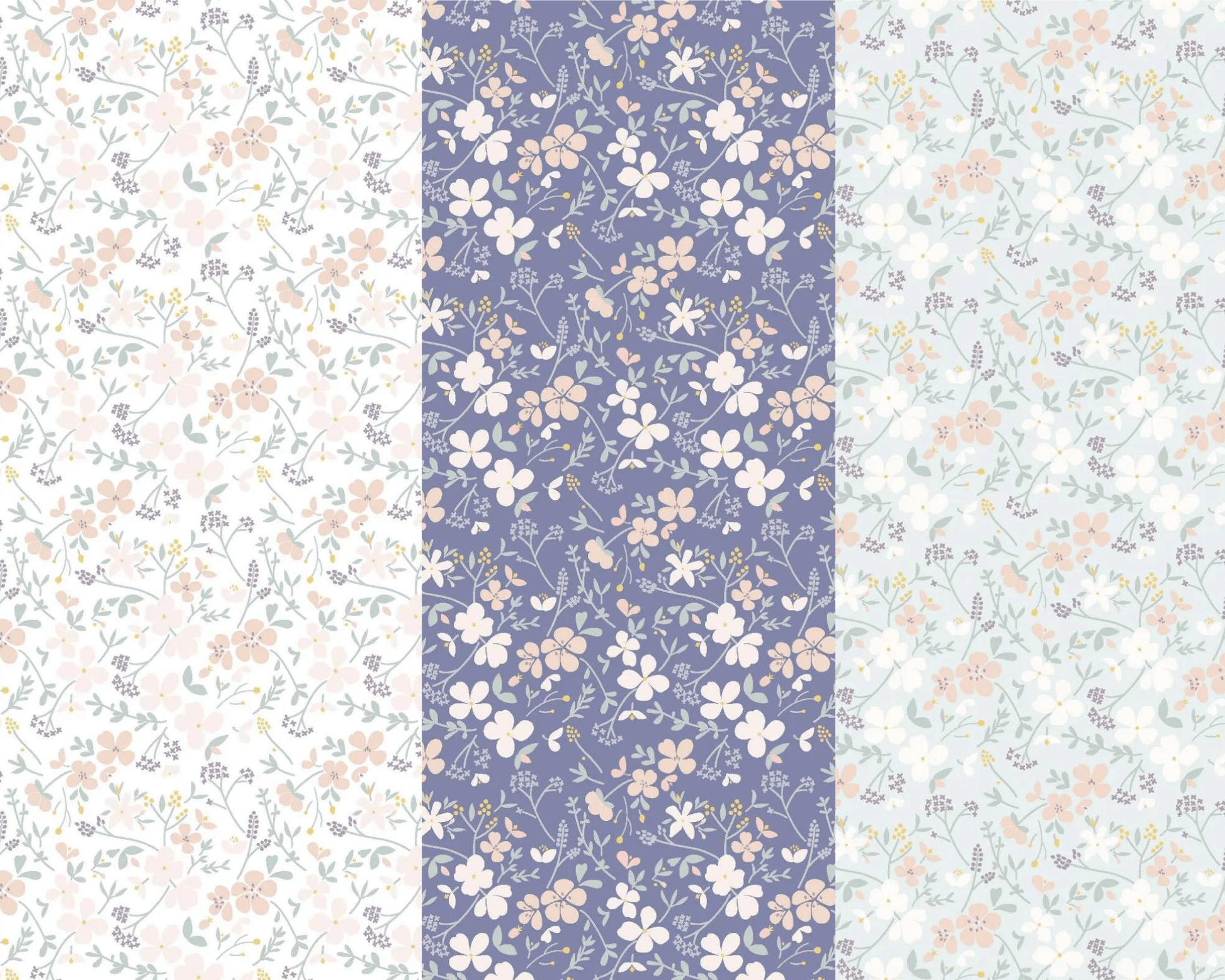 Fabric Floral Butterflies on purple cotton fabric - Lewis & Irene