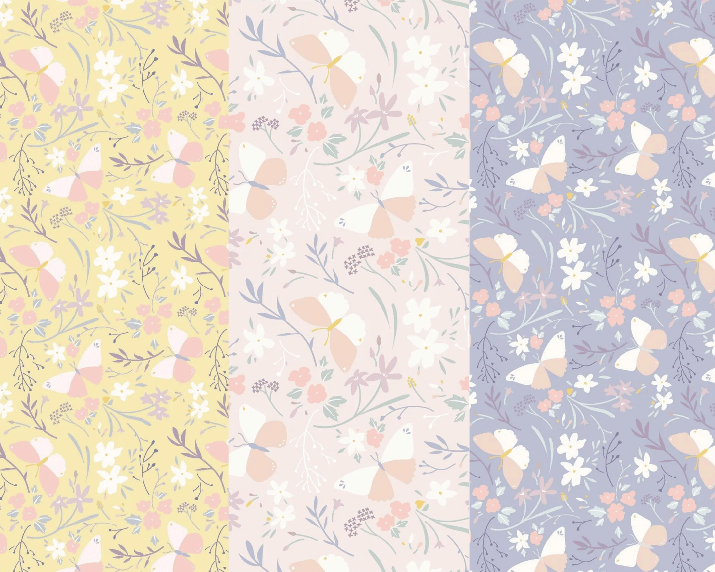 Fabric Floral Butterflies on purple cotton fabric - Lewis & Irene