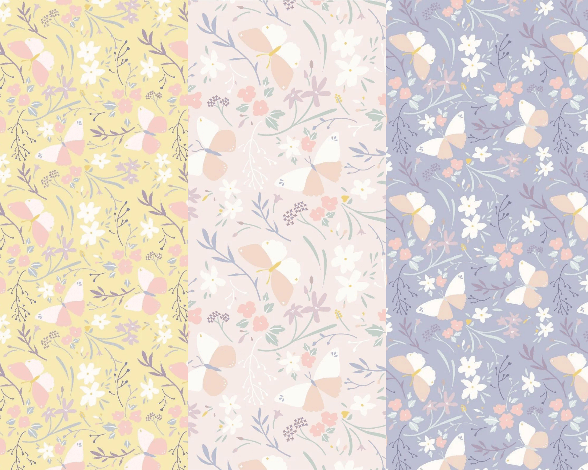 Fabric Floral Butterflies on purple cotton fabric - Lewis & Irene