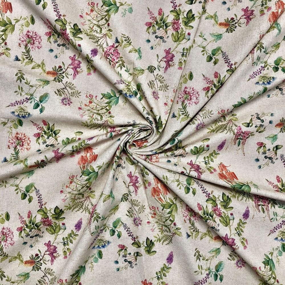 Fabric Floral Cotton Rich Linen Look light upholstery fabric