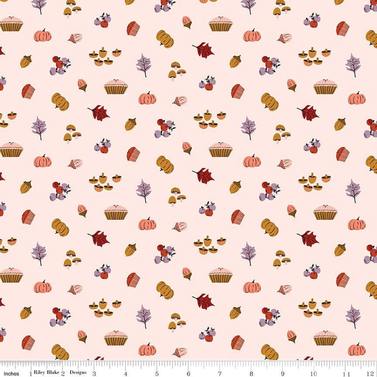 Fabric Flowers and foliage on blush cotton fabric - Maple - Riley Blake