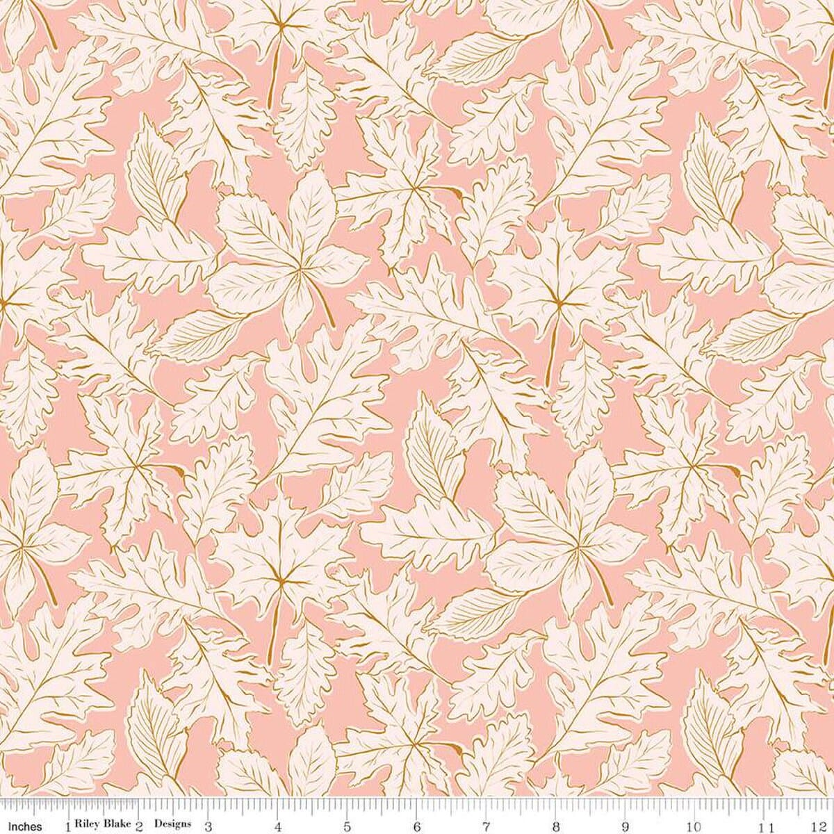 Fabric Flowers and foliage on blush cotton fabric - Maple - Riley Blake