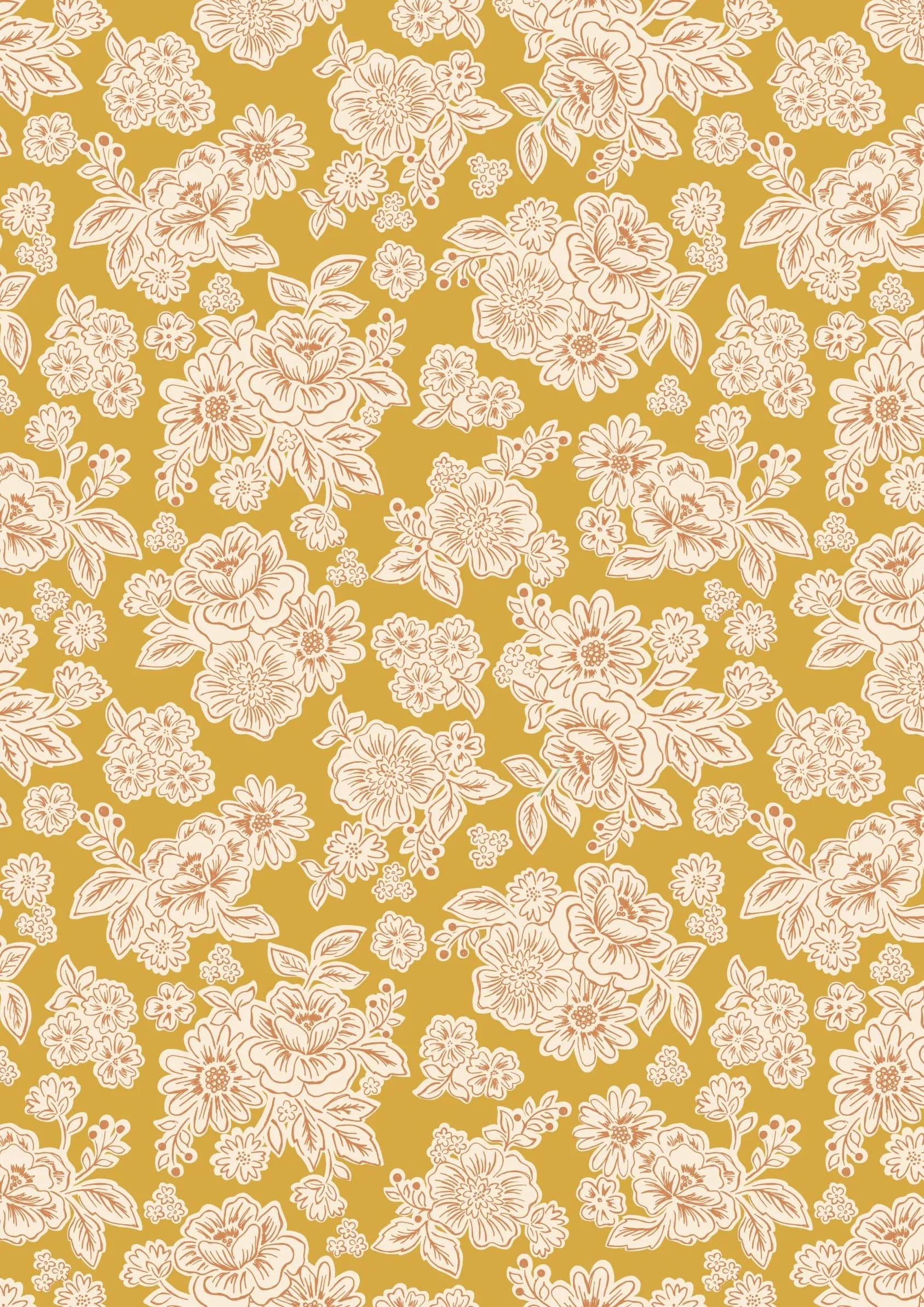 Fabric Flowers on cream cotton fabric - Hannah's Flowers by Lewis & Irene