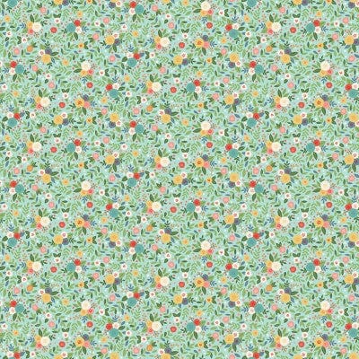 Fabric Flowers on Cream polka dots cotton fabric - 'Amelia' Makower