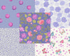 Fabric Flowers Petals on purple cotton fabric - Love Blooms by Lewis & Irene